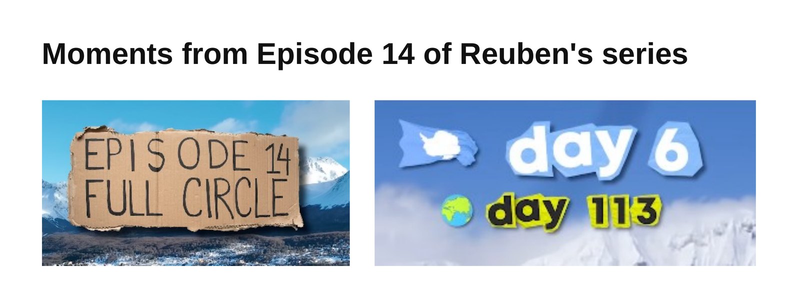 Slide showing frames from one of Reuben Schmitz's published episodes.